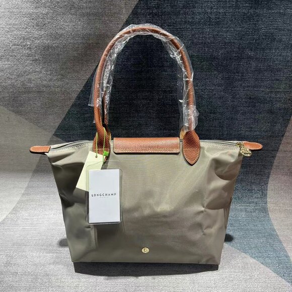 Nwt Le Pliage Turtle-Dove Grey Medium Handbag Canvas Shoulder Tote M — image 2 of 7
